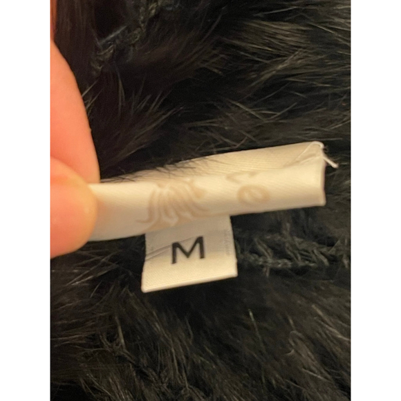 Tourance Genuine Rabbit Fur Vest w/ Long Hair Fur Trim Black Size M - Picture 7 of 8